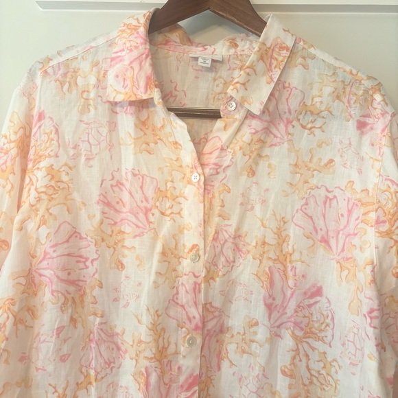 J. Jill 100% Linen Floral Button Down Shirt Size 3x - Picture 2 of 9